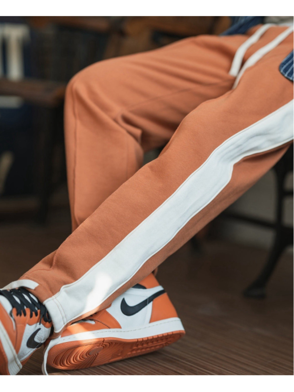 Classic Straight-Leg Striped Logo-Embroidered Cotton-Terry Sweatpants - Orange L - Picture 3 of 7